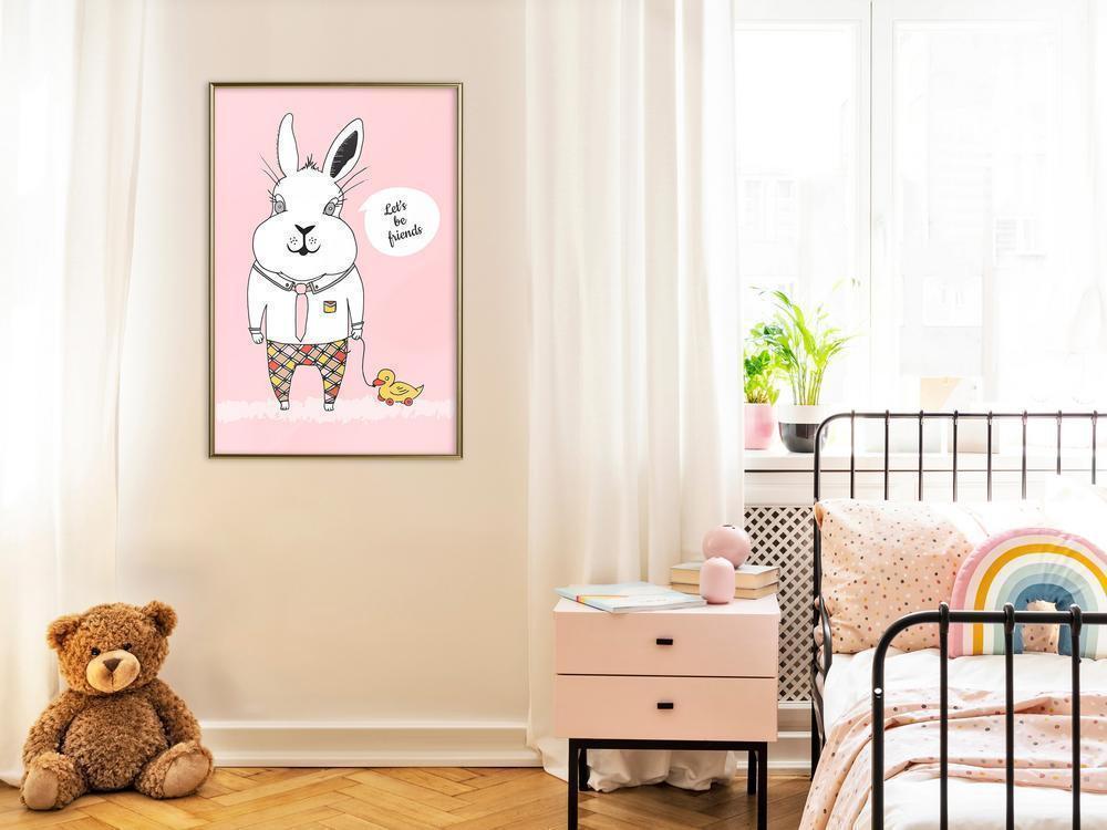 Nursery Room Wall Frame - Friendly Bunny-artwork for wall with acrylic glass protection