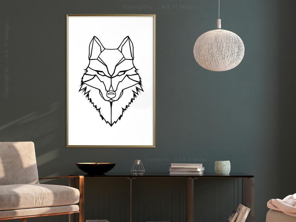 Black and white Wall Frame - Wolf Look-artwork for wall with acrylic glass protection