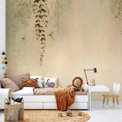 Wall Mural - Beige Hummingbirds