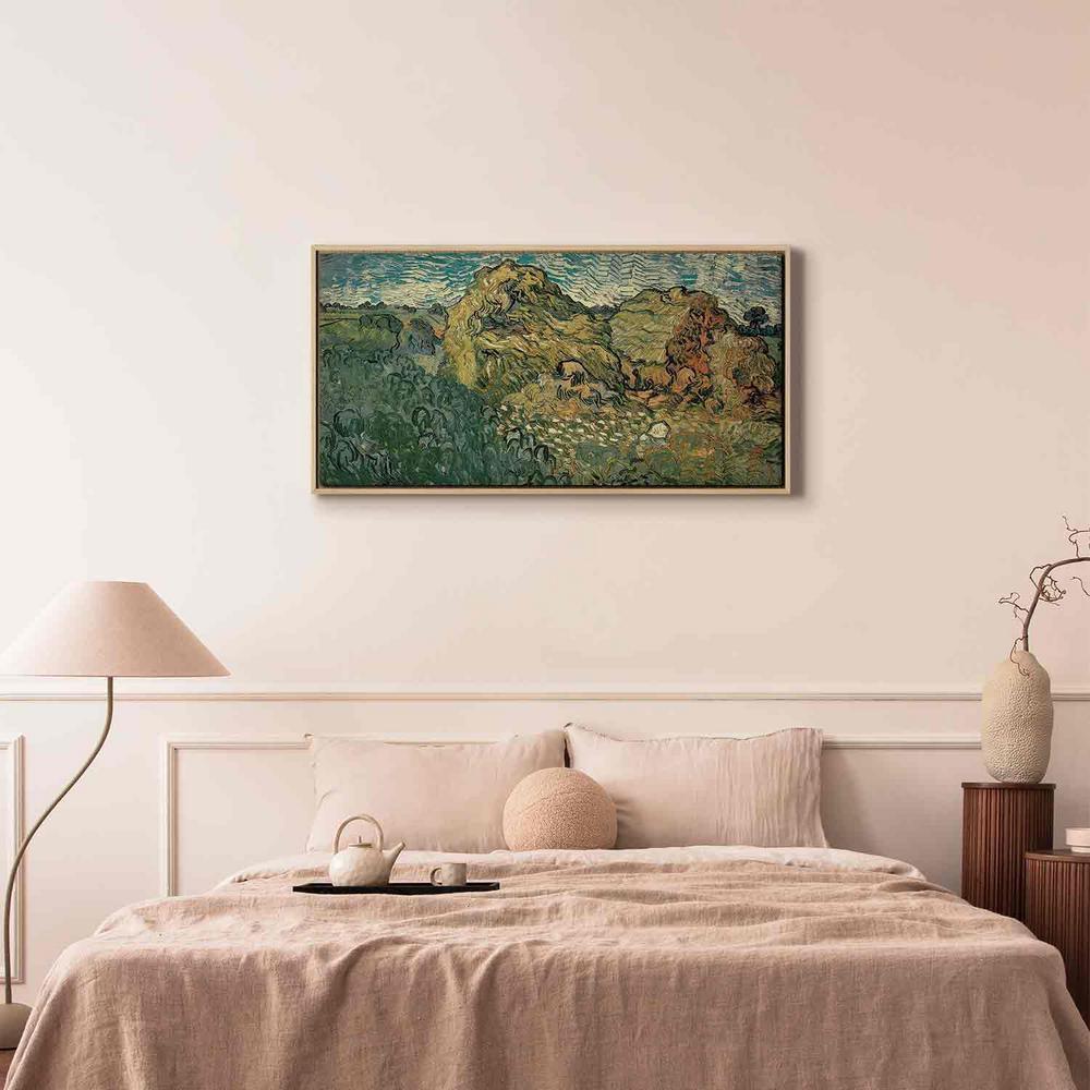 Canvas Print - Field with Wheat Stacks (Vincent Van Gogh)