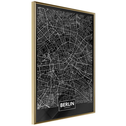 Wall Art Framed - City Map: Berlin (Dark)-artwork for wall with acrylic glass protection