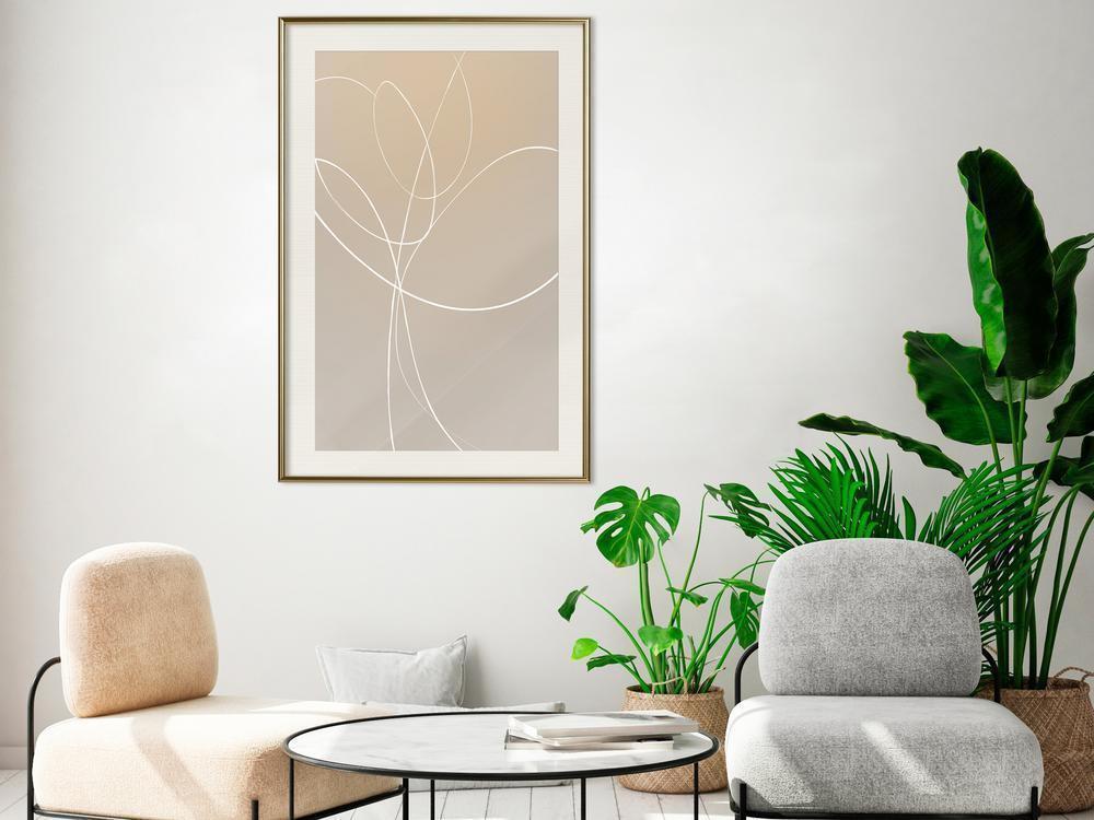 Abstract Poster Frame - White Tulip-artwork for wall with acrylic glass protection