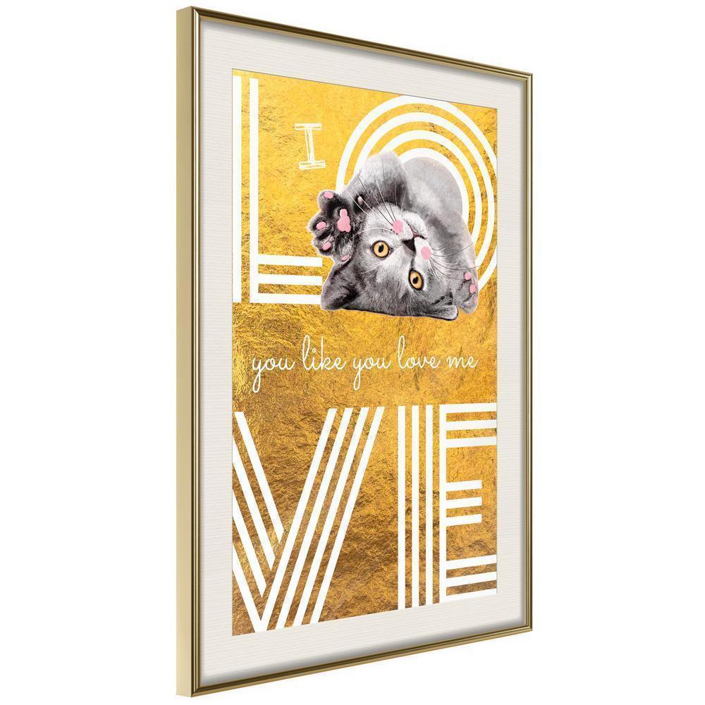 Typography Framed Art Print - Cat Love-artwork for wall with acrylic glass protection