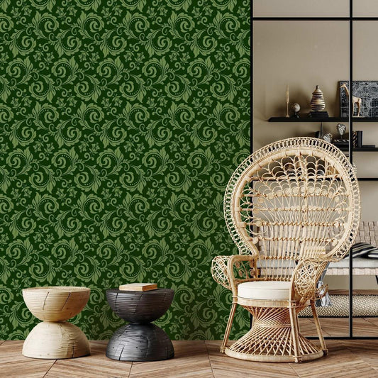 Classic Wallpaper made with non woven fabric - Wallpaper - Evening Green - ArtfulPrivacy