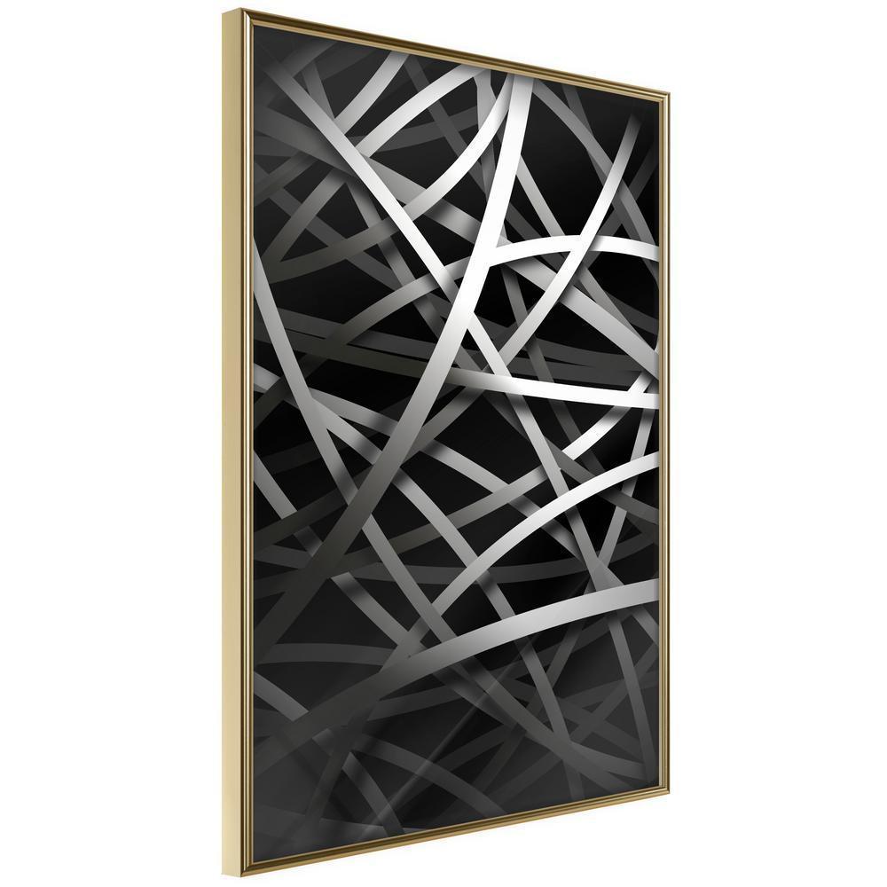 Black and white Wall Frame - Tangle-artwork for wall with acrylic glass protection