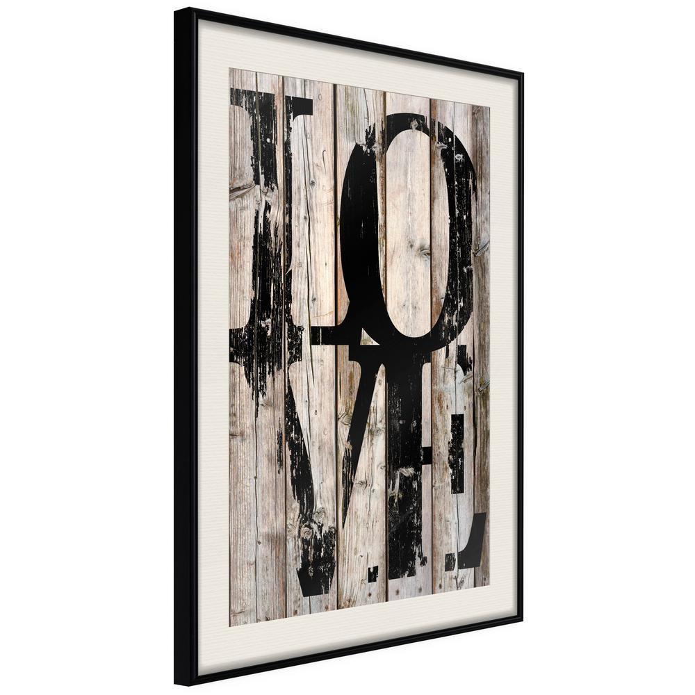 Typography Framed Art Print - Vintage: Love-artwork for wall with acrylic glass protection
