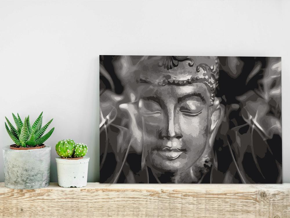 Start learning Painting - Paint By Numbers Kit - Buddha in Black and White - new hobby