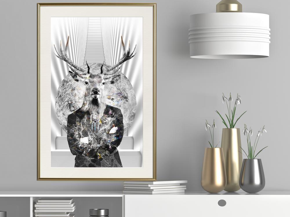 Black and White Framed Poster - Herd Leader-artwork for wall with acrylic glass protection