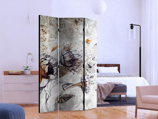Decorative partition-Room Divider - Recall sunflowers-Folding Screen Wall Panel by ArtfulPrivacy