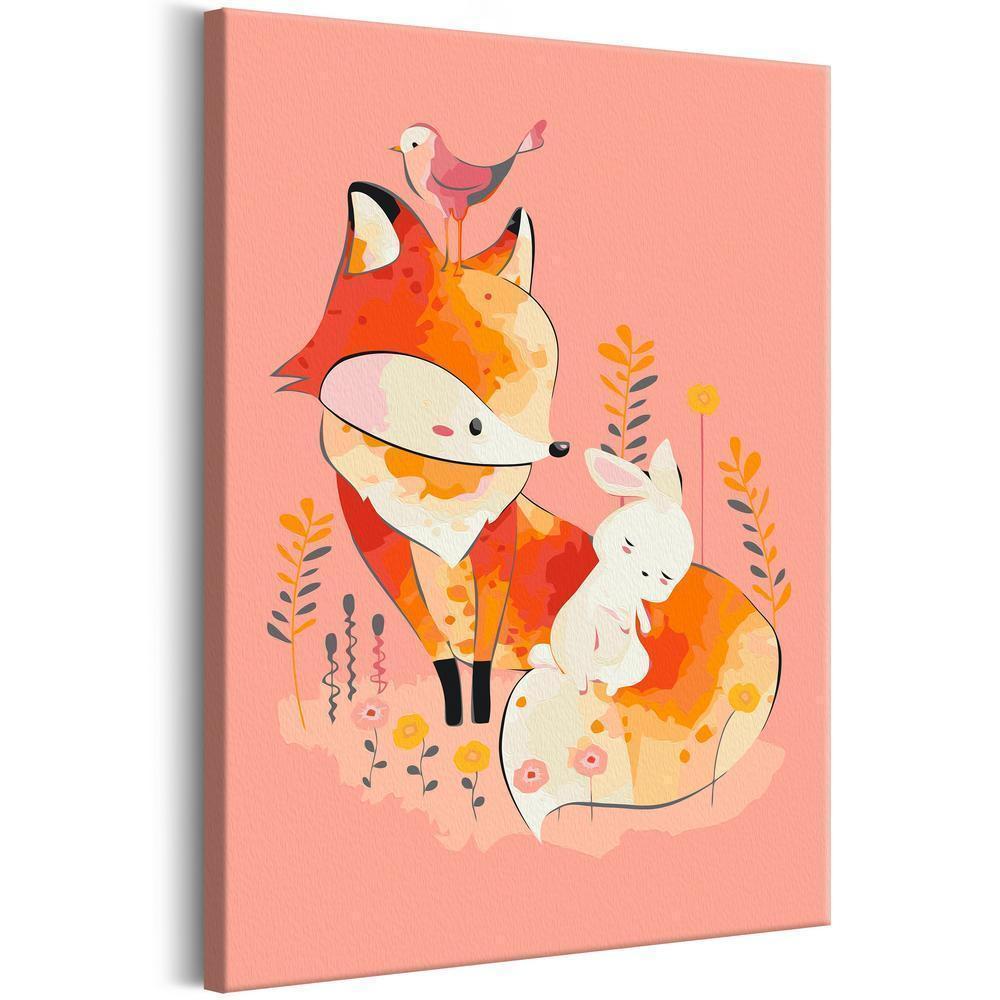 Start learning Painting - Paint By Numbers Kit - Fox and Rabbit - new hobby