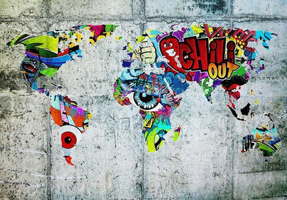 Wall Mural - Map - Graffiti-Wall Murals-ArtfulPrivacy