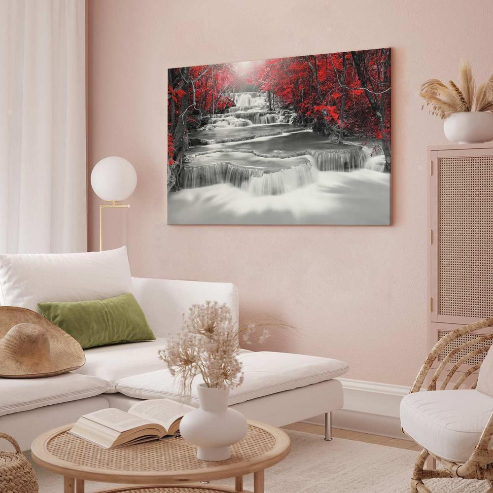 Canvas Print - Cascade of Thoughts (1 Part) Wide Red