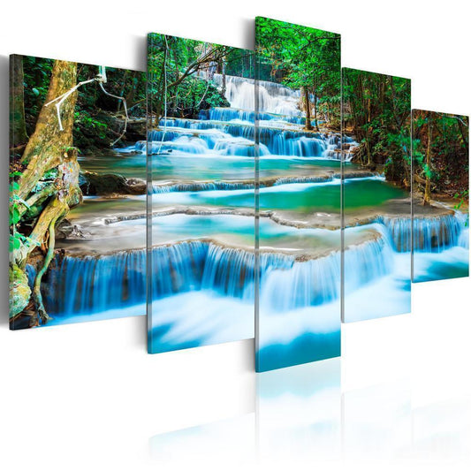 Canvas Print - Blue Waterfall in Kanchanaburi Thailand-ArtfulPrivacy-Wall Art Collection