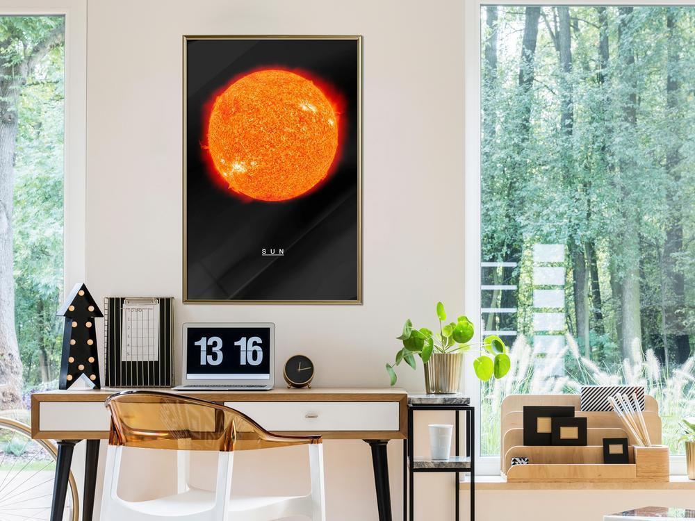 Framed Art - The Solar System: Sun-artwork for wall with acrylic glass protection