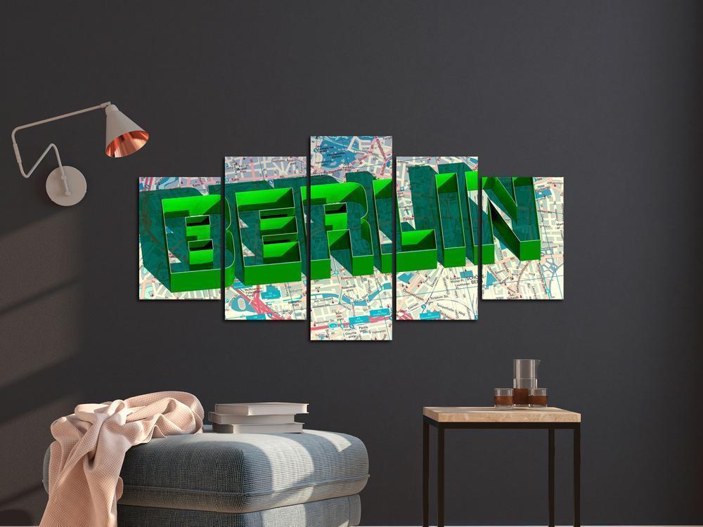 Canvas Print - Green Berlin (5 Parts) Wide-ArtfulPrivacy-Wall Art Collection