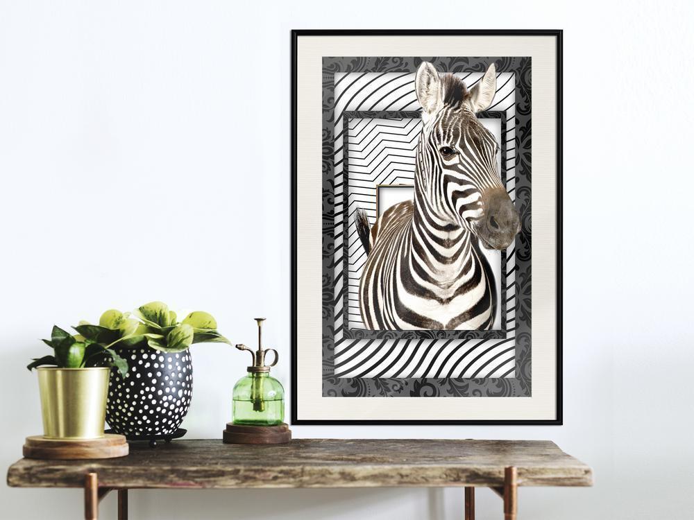 Frame Wall Art - Zebra in the Frame-artwork for wall with acrylic glass protection