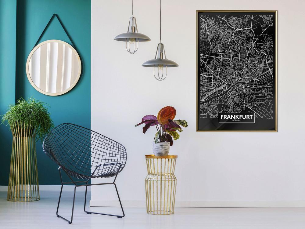 Wall Art Framed - City Map: Frankfurt (Dark)-artwork for wall with acrylic glass protection