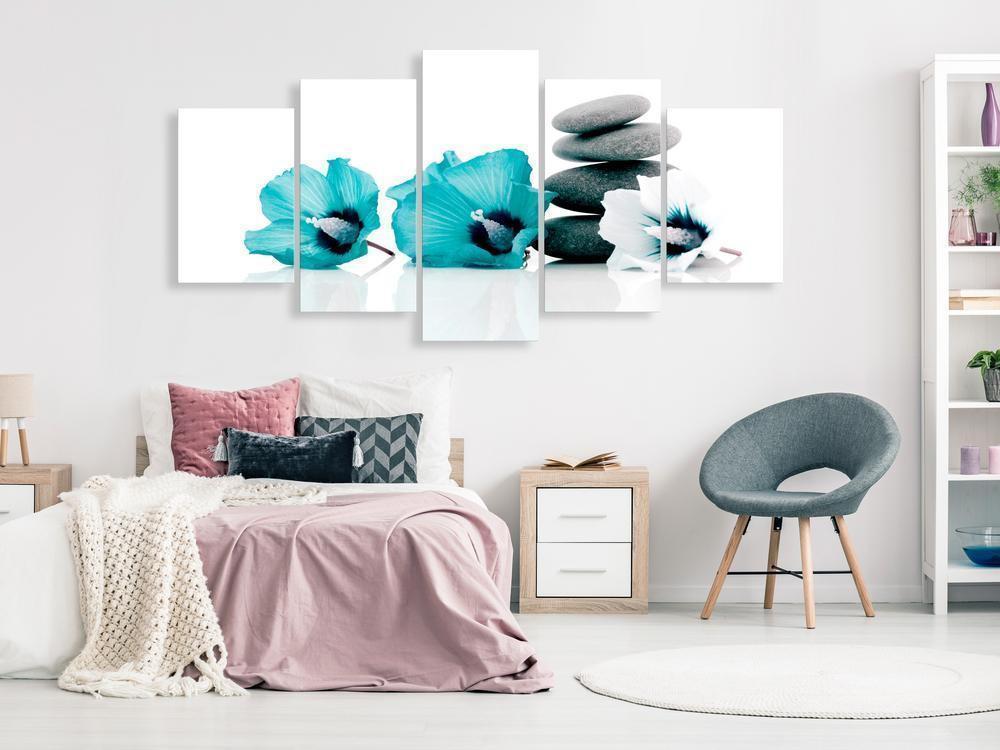 Canvas Print - Calm Mallow (5 Parts) Wide Turquoise-ArtfulPrivacy-Wall Art Collection