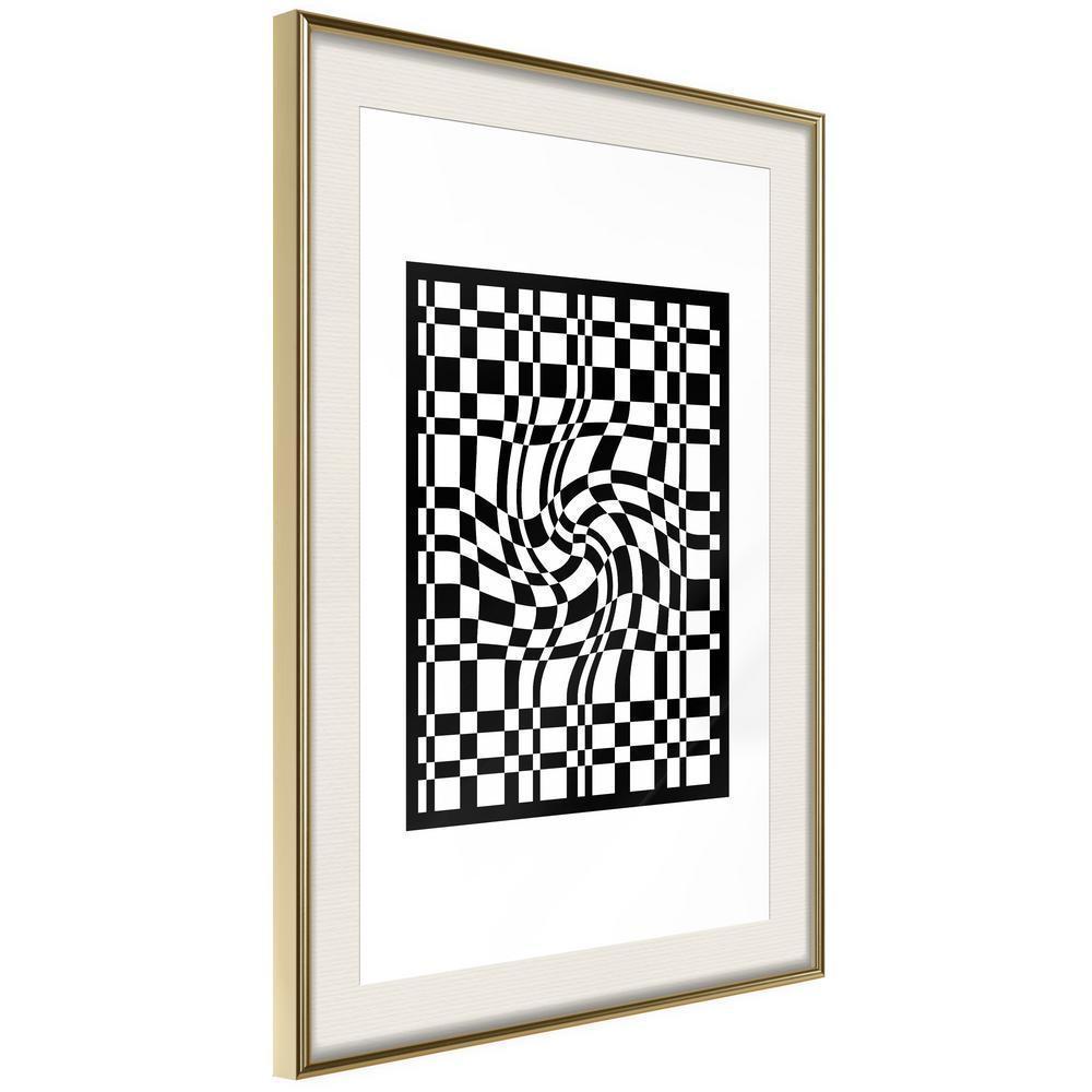 Black and White Framed Poster - Op Art-artwork for wall with acrylic glass protection