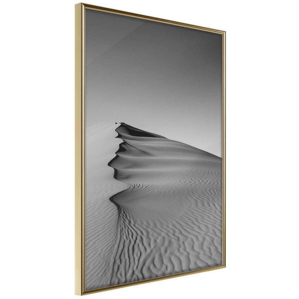 Black and white Wall Frame - Wave of Sand-artwork for wall with acrylic glass protection