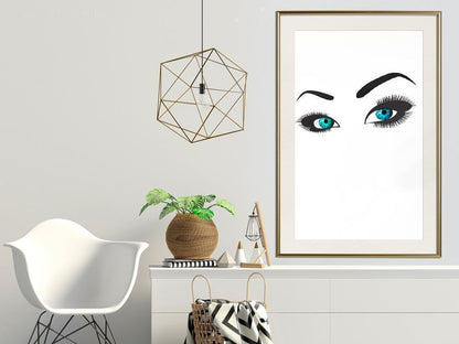 Black and White Framed Poster - Piercing Gaze-artwork for wall with acrylic glass protection