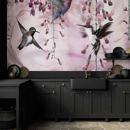 Wall Mural - Flying Hummingbirds (Pink)