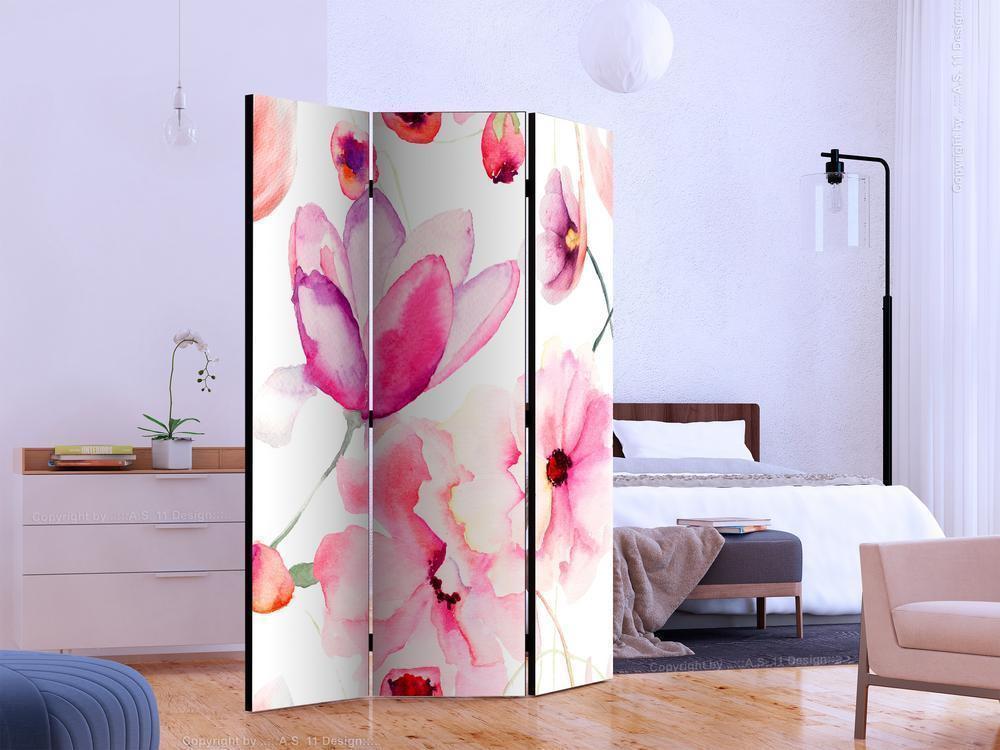 Decorative partition-Room Divider - Pink Flowers-Folding Screen Wall Panel by ArtfulPrivacy