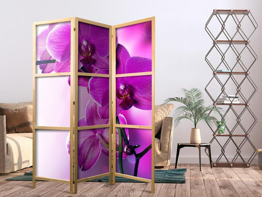 Shoji room Divider - Japanese Room Divider - Violet Orchids I - ArtfulPrivacy