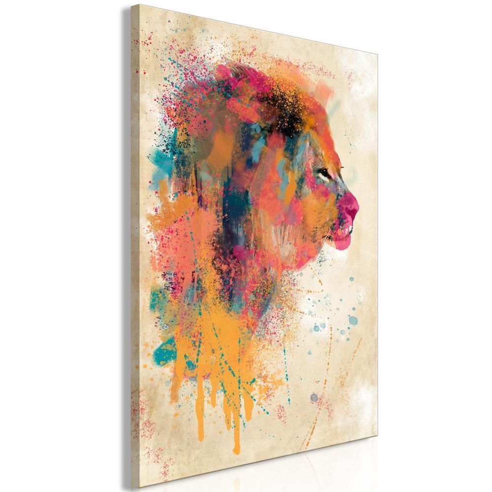 Canvas Print - Watercolor Lion (1 Part) Vertical-ArtfulPrivacy-Wall Art Collection