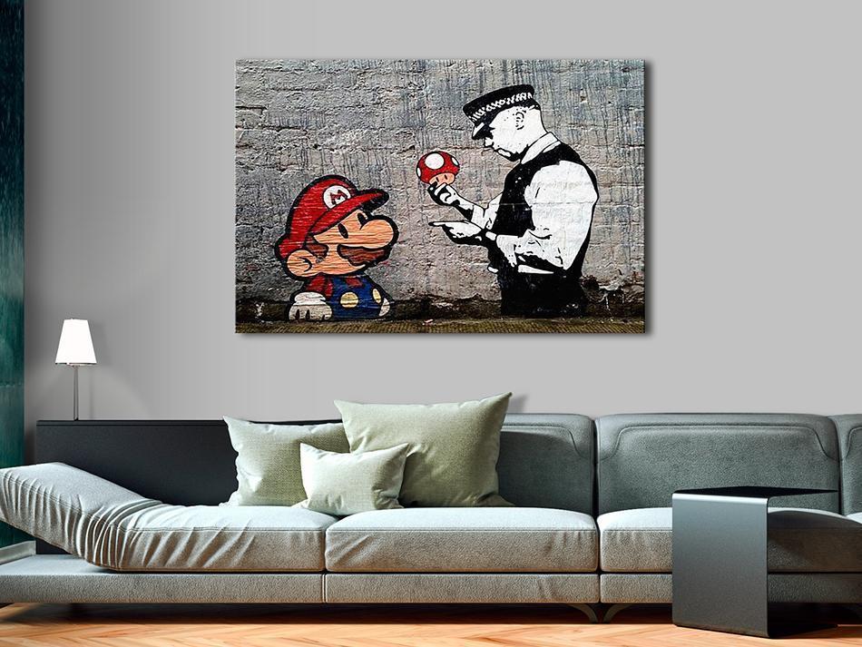 Canvas Print - Mario and Cop by Banksy-ArtfulPrivacy-Wall Art Collection