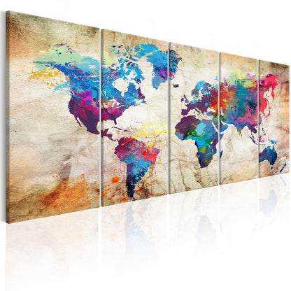 Canvas Print - World Map: Colourful Ink Blots-ArtfulPrivacy-Wall Art Collection