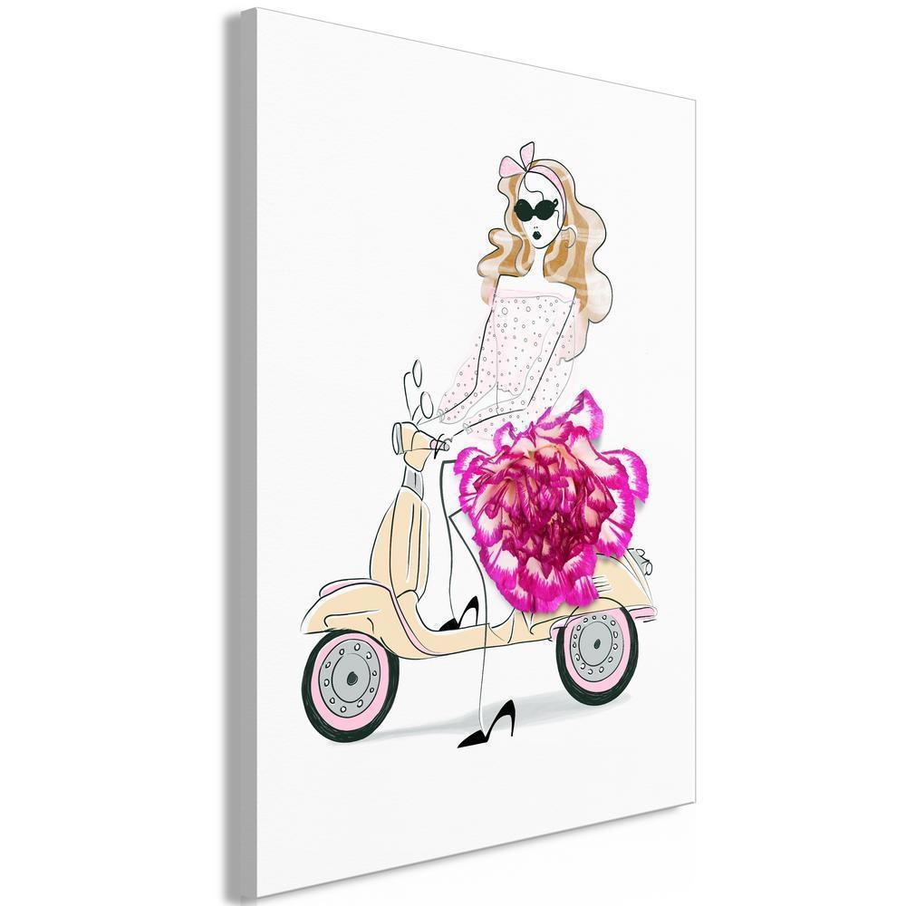 Canvas Print - Girl on a Scooter (1 Part) Vertical-ArtfulPrivacy-Wall Art Collection