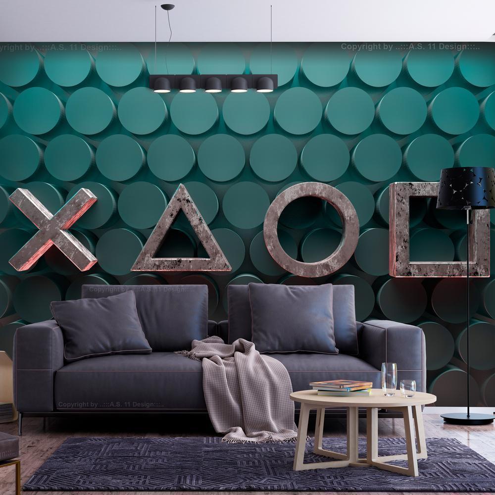 Wall Mural - Symbols in Green-Wall Murals-ArtfulPrivacy