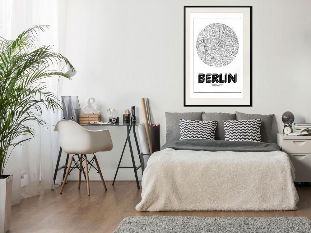 Wall Art Framed - City Map: Berlin (Round)-artwork for wall with acrylic glass protection