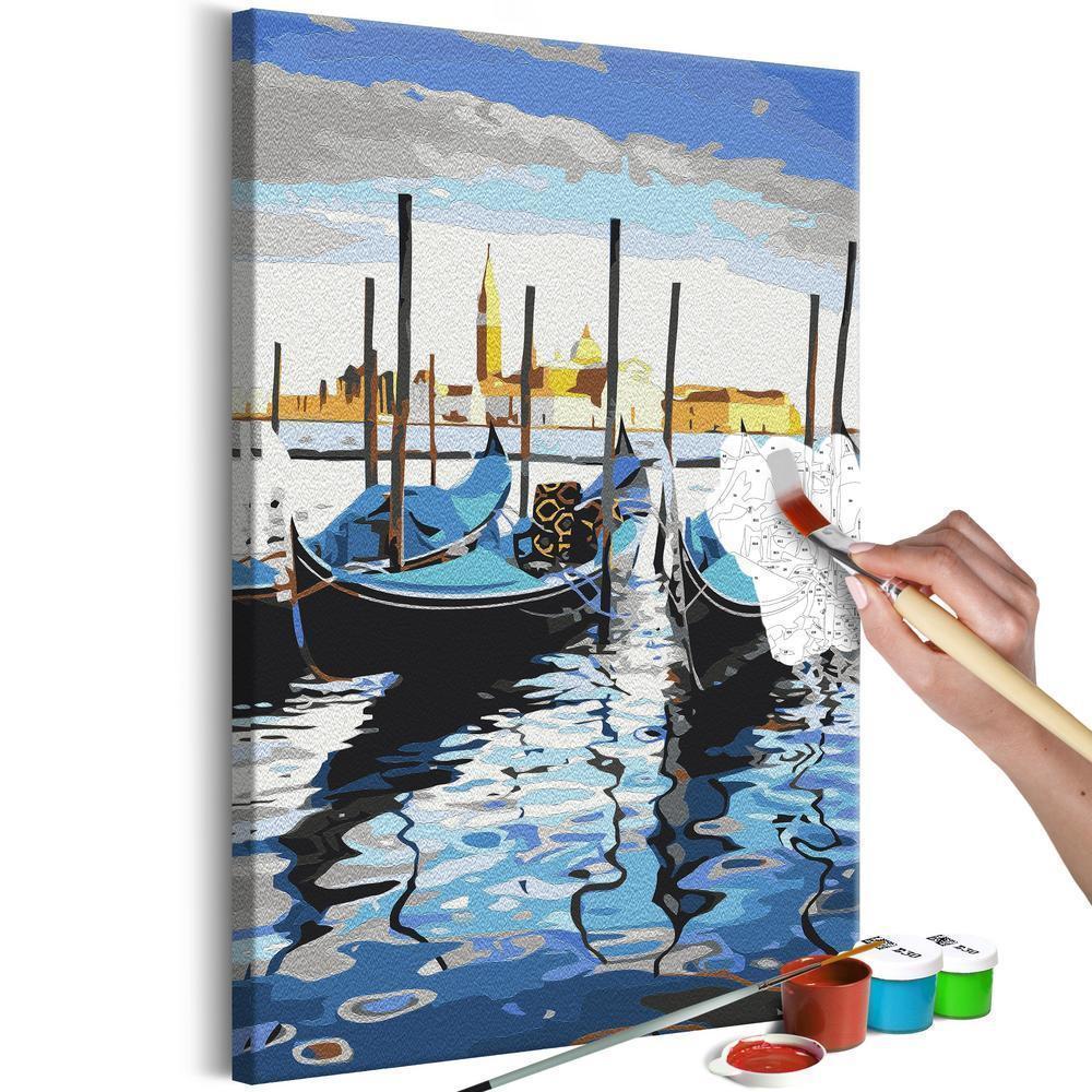 Start learning Painting - Paint By Numbers Kit - Venetian Boats - new hobby