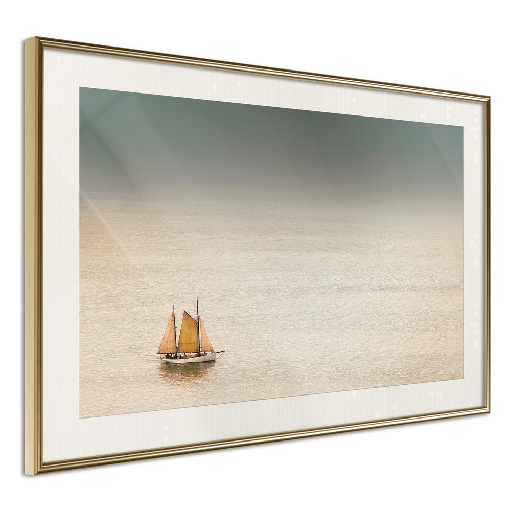 Seascape Framed Poster - Lonely Cruise-artwork for wall with acrylic glass protection