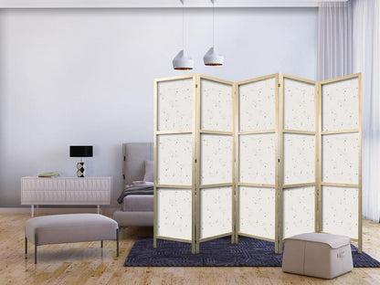 Room Divider - Star Map - Delicate Constellations in Warm Shades- A 5 Panel Folding Screen For Living rooms, bedrooms or home office, decorative folding screen made with wood and canvas