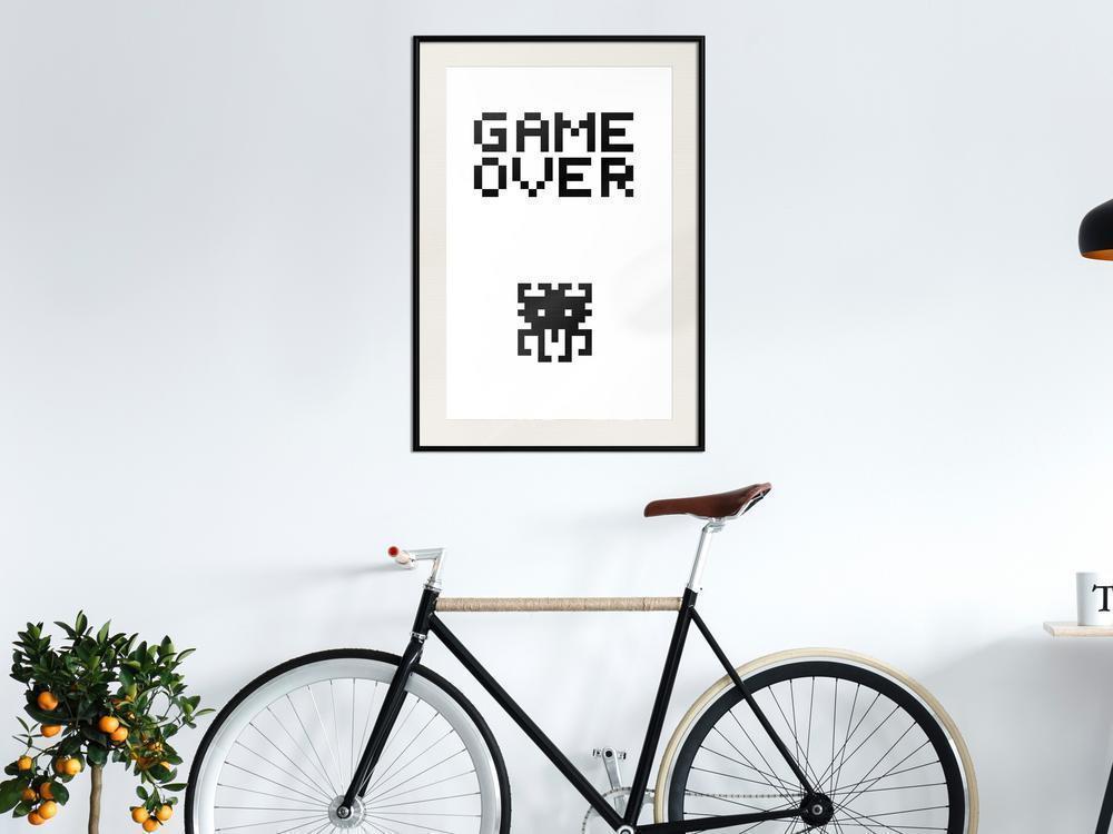 Typography Framed Art Print - Game Over-artwork for wall with acrylic glass protection