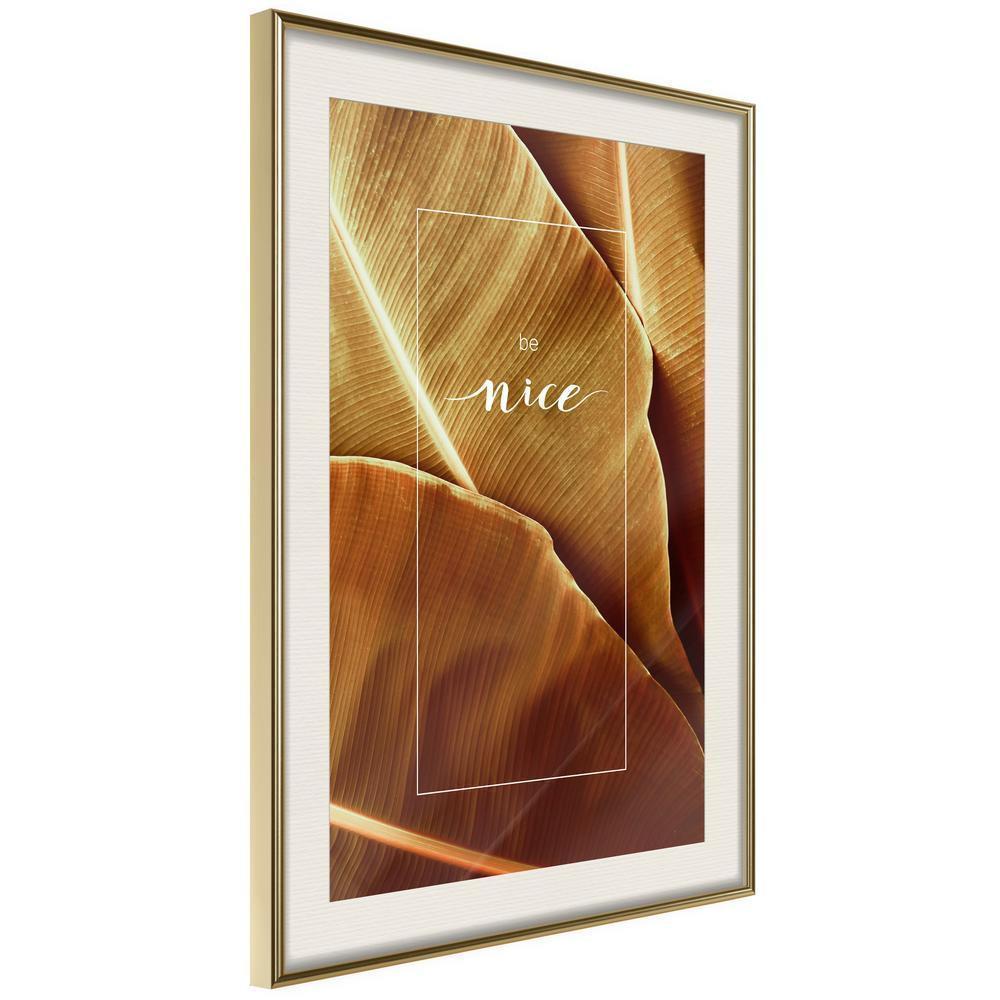 Autumn Framed Poster - Banana Leaves with a Message (Sepia)-artwork for wall with acrylic glass protection