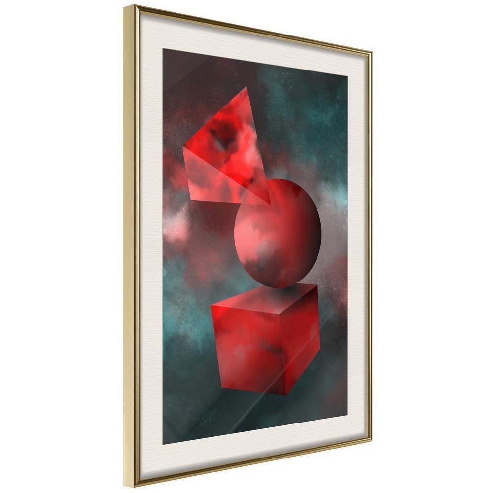 Abstract Poster Frame - Red Solid Figures-artwork for wall with acrylic glass protection