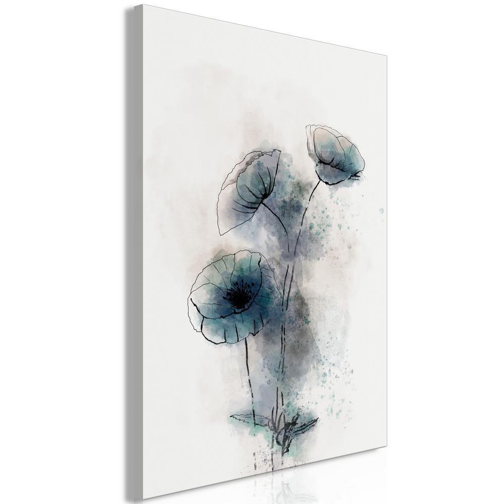 Canvas Print - Blue Poppies (1 Part) Vertical-ArtfulPrivacy-Wall Art Collection