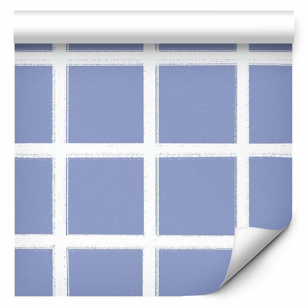 Wallpaper - Lines and Symmetry - Expressive White Grid on a Blue Background