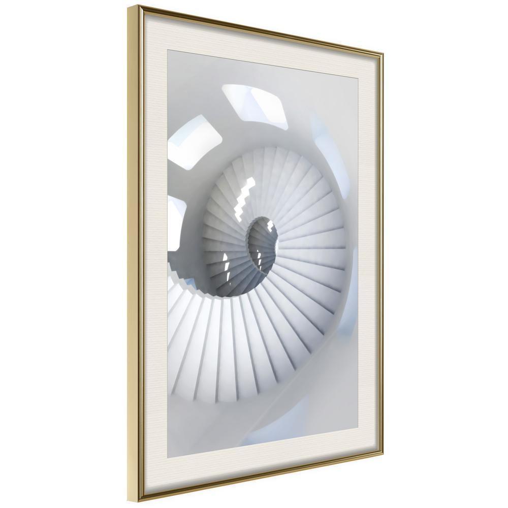 Black and White Framed Poster - Spiral Stairs-artwork for wall with acrylic glass protection