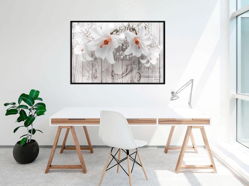 Botanical Wall Art - Lilies on Wood-artwork for wall with acrylic glass protection