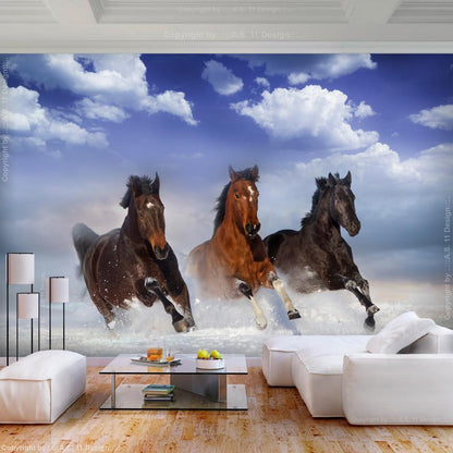 Wall Mural - Horses in the Snow-Wall Murals-ArtfulPrivacy