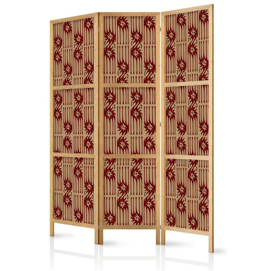 Japanese Room Divider - Predatory Streaks - Red Abstract Shapes Inspired by Tribal