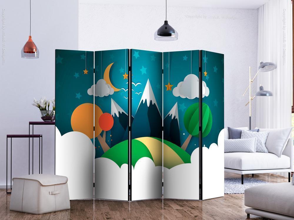 Decorative partition-Room Divider - Little Traveller II-Folding Screen Wall Panel by ArtfulPrivacy
