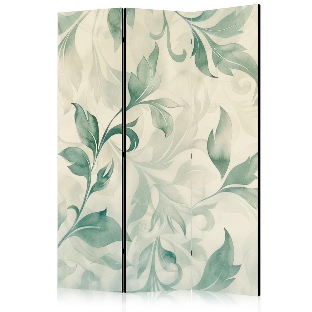 Room Divider - Watercolor Botanical Motif - Delicate Green and Beige Leaves