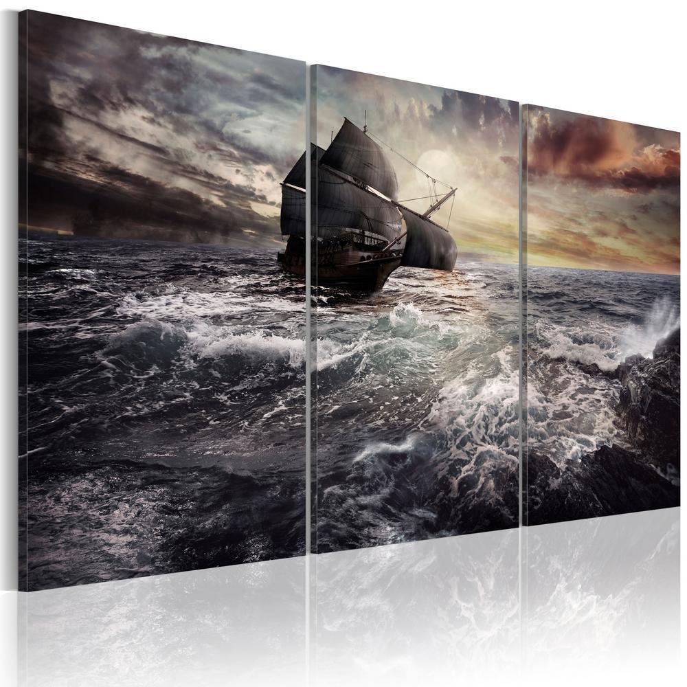 Canvas Print - Lonely ship on a high seas-ArtfulPrivacy-Wall Art Collection