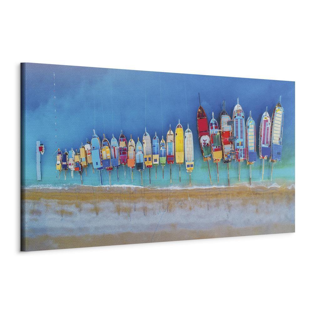 Canvas Print - Colourful Boats (1 Part) Narrow-ArtfulPrivacy-Wall Art Collection